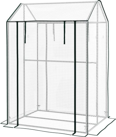 Killogood Kas broeikas koude bak - weerbestendig - oprolbare deur - 100 cm x 80 cm x 150 cm - wit + groen