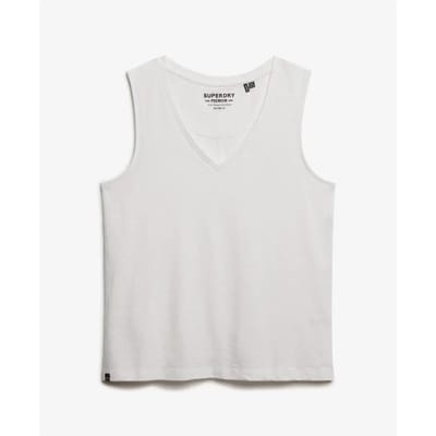 Superdry Studios Vee Mouwloze V-hals T-shirt Wit 2XS Vrouw