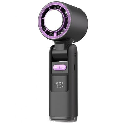 Mini handventilator - Koelventilator - Opvouwbare draagbare ventilator met 199 snelheden - 4000 mAh - Oplaadbare miniventilator - Oplaadbaar - Turbineventilator - Zwart