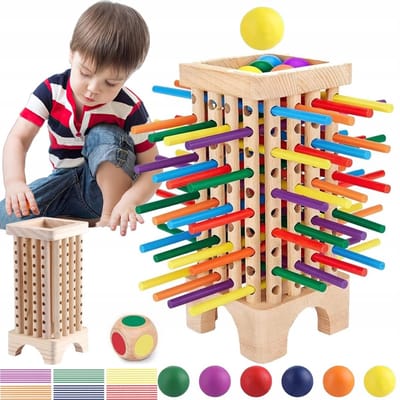 Magische Toren Stokspel Hout - Houten Steekspel - Educatief Speelgoed - Montessori Speelgoed - Ontwikkelt Logica & Fijne Motoriek - 1-6 Spelers - Kinderspellen - 3-6 jaar - Voor Thuis & School