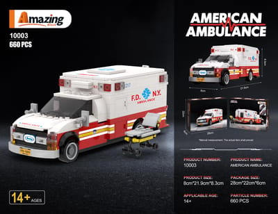 660 STKS Amerikaanse Ambulance Bouwstenen Met Brancard Noodvoertuig Model Bakstenen Kinderen DIY Speelgoed Vakantiecadeau gray
