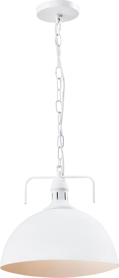 QUVIO Hanglamp industrieel - Lampen - Plafondlamp - Verlichting - Verlichting plafondlampen - Keukenverlichting - Lamp - E27 Fitting - Met 1 lichtpunt - Voor binnen - Metaal - Aluminium - Fabriekslamp - D 30 cm - Wit