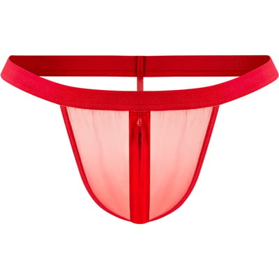 Amorable - Transparante Rode Herenstring Met Rits - One Size
