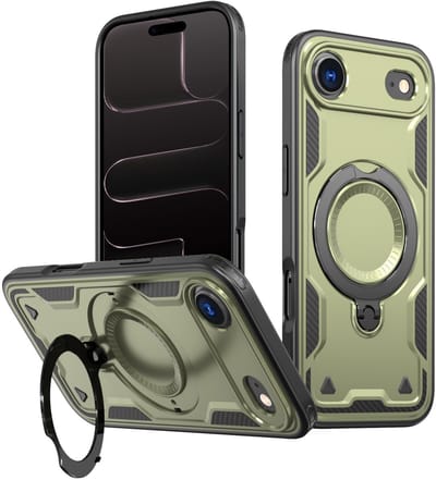 Hoesje Geschikt voor iPhone 17 Air - Armor hoes met Ringhouder - Arara backcover - Groen