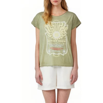 Q/S designed by - Dames t-shirt - Maat M - Vrouwen - Groen - katoen