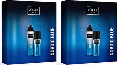 2 x Vogue Geschenkset - Men Nordic Blue - Box Shower Mousse & Deo Spray