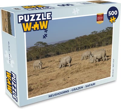 Puzzel Neushoorns - Grazen - Safari - Legpuzzel - Puzzel 500 stukjes