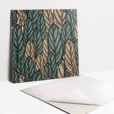 Tulup PVC Tegels - Getekende Boho-Bladeren Vinyl Tegels - 30 cm x 30 cm - Groente Vloer Tegels PVC - 9 stuks - Natuur Plaktegels - Zelfklevende PVC Tegels - Plaktegels keuken en Badkamer