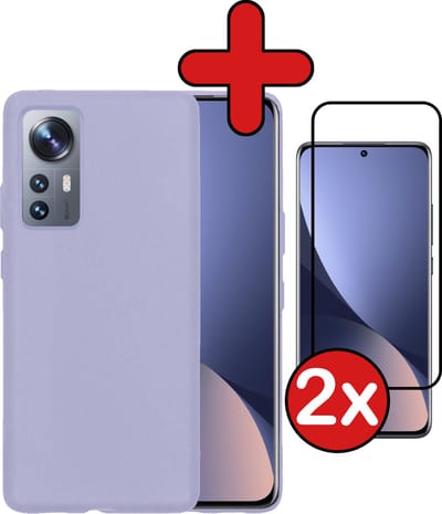 Hoesje - Met 2x Screenprotector - Geschikt voor Xiaomi 12 Pro - Sterk & Shockproof - Telefoon Hoes - Back Cover - Siliconen Case - Telefoonhoes - Lila