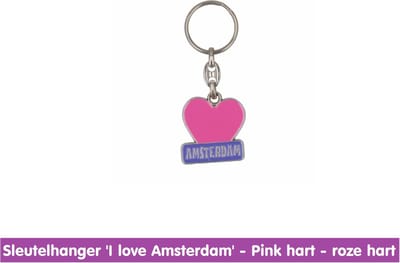 Sleutelhanger Hartje Amsterdam roze