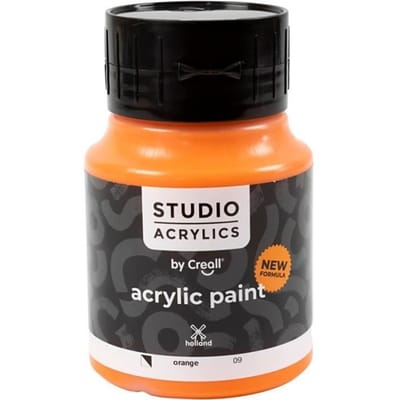 Acrylverf – Oranje Verf – Acrylaatverf – Acrylic paint – Hobbyverf – Sneldrogend – Orange (#09) – Semi Dekkend – Creall Studio – 500 ml – 1 fles