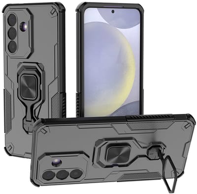 MobyDefend Hoesje - Geschikt voor Samsung Galaxy A27 - Dubbelgelaagde Pantsercase Met Standaard - Zwart