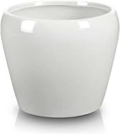 Polnix Serie - Keramische Bloempot - Wit - 14x13cm - Ovaal