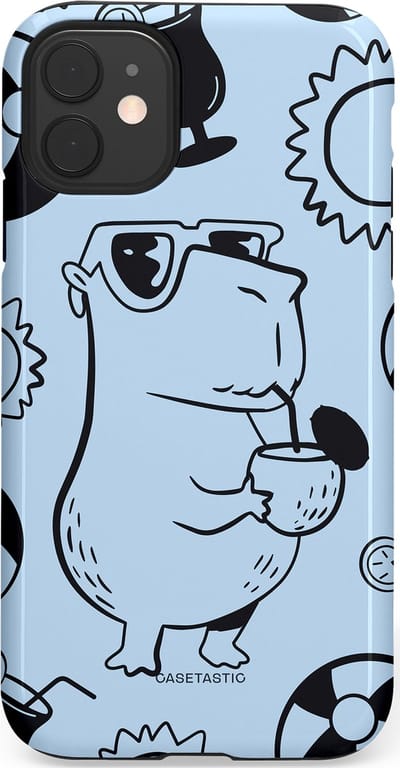 Casetastic Hoesje Geschikt voor Apple iPhone 11 - Stijlvolle Beschermende Duo-layer Case - Capibara cocktail
