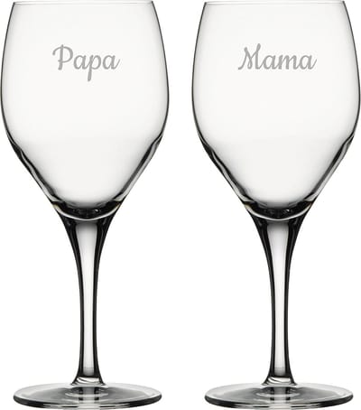Gegraveerde Rode wijnglas 42,5cl Mama & Papa