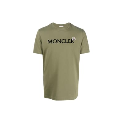 Moncler SS23 Effen Kleur Letterprint Korte Mouw T-shirt Heren Tops Groen I10918C000648390T875 XXL gray