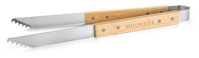 Houten BBQ Tang met "Grillmaster" Gravure - Roestvrij Staal met Eikenhouten Handvat - 37,5 cm - Barbecue Cadeau