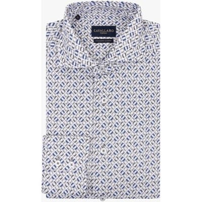 Cavallaro Napoli Overhemd Midoti Graphic Fantasy Pattern Midden Groen-Donker Blauw / male