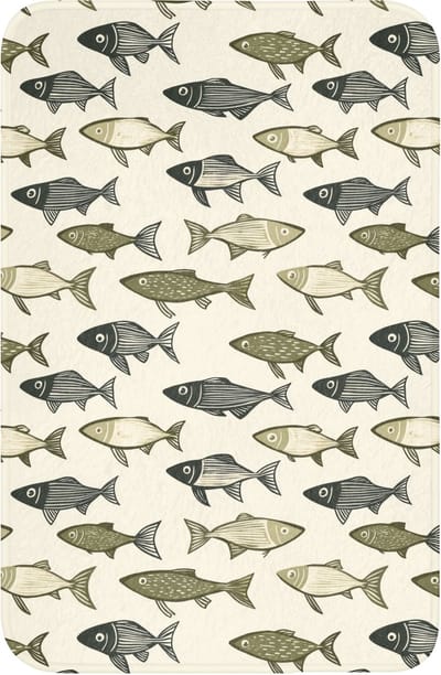 WC mat 40x60 cm - Antislip - Vissen - Klassiek - Groen - Toiletmat - Vloermat - Douchemat - Toilet tapijt - Toiletmatten