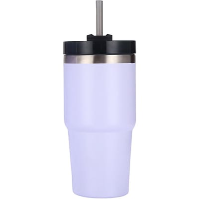 Roestvrijstalen Vacuüm Geïsoleerde Beker met Rietje Gepolijst Glanzend Houdt Warm Koud Auto Vacuüm 20oz Inner 80mm/3.1in Outer 87mm/3.4in wit