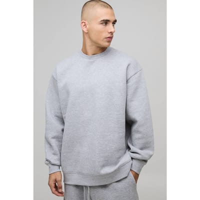 Essential Oversized Crew Neck Sweatshirt | Grey Marl | Size XS