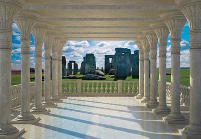 Fotobehang Stonehenge View | XL - 208cm x 146cm | 130g/m2 Vlies