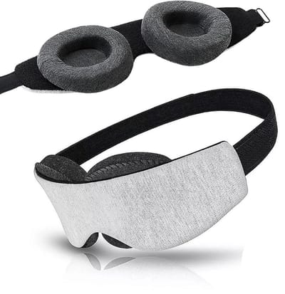 Slaapmasker voor de ogen - 100% lichtblokkerend - Verstelbaar oogmasker - Met verwijderbaar oogkussen - Ultracomfortabel - Geen druk op de wimpers - Wordt geleverd met een gratis paar oordopjes - Geschikt voor op reis - Grijs