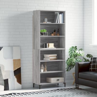 vidaXL - Hoge - kast - 69,5x32,5x180 - cm - bewerkt - hout - grijs - sonoma - eikenkleur