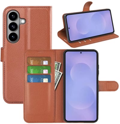 MobyDefend Hoesje - Geschikt voor Samsung Galaxy S26 - Kunstleren Wallet Book Case (Sluiting Voorkant) - Bruin