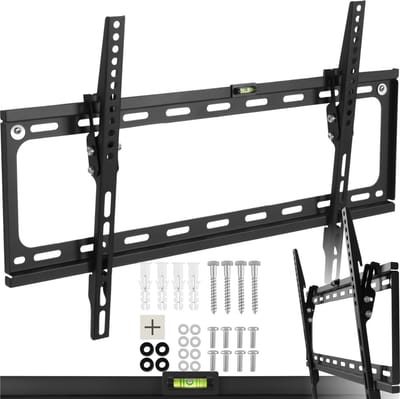 tectake® TV-muurbeugel kantelbaar - VESA max. 600x400 - Voor 81cm-254cm (32''-100") - Draagvermogen tot 70 kg - Beugel voor plat beeldscherm/flatscreen of platte monitor - Zwart