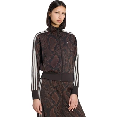 adidas Originals Satin Snake Print Firebird Track Top - Bruin- Dames, Bruin XS