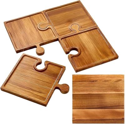 Houten Borrelplanken - Kaasplank Set - Feestelijk Serveren - Insteekpanelen Ontwerp - 275L x 105B x 335H cm - Houtkleur
