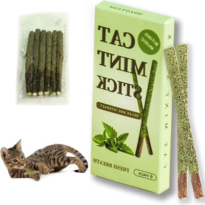 Dailygoody - Kauwstokken - Catnip Sticks - Tandverzorging - 6 Stuks - Speelgoed voor Katten - Geschikt voor Alle Leeftijdsgroepen