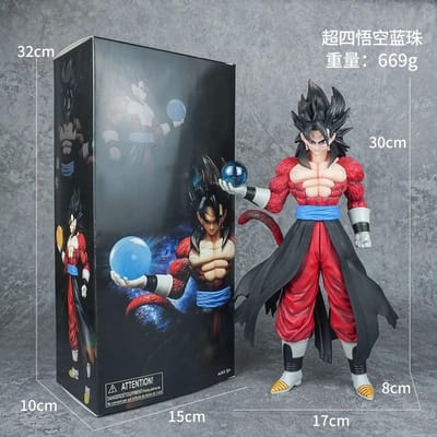 30CM Anime Dragon Ball Super 4 Son Goku Debout Tenant la Boule de Cristal Posture Modèle Super Saiyan Jouet Modèle d'Action Grande Poupée With box gray