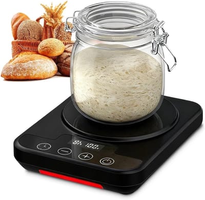 Verwarmingsmat voor natuurlijke zuurdesemstarter — Speciaal ontworpen voor het kweken van starters — Ingebouwde 12-uurs timer — 21–38°C — Ideaal voor thuis brood bakken — Zwart