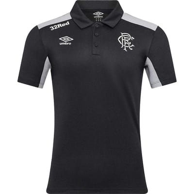 Umbro Heren Presentatie Rangers FC Polyester Poloshirt (Kaviaar/Microchip)