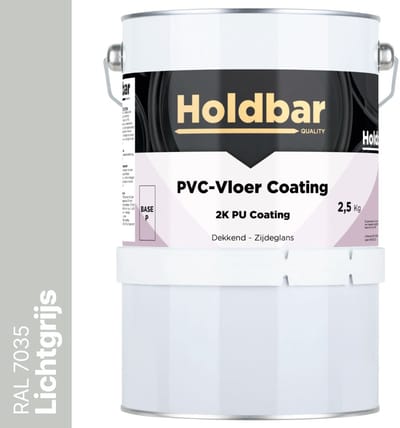 Holdbar PVC-Vloer Coating Lichtgrijs (RAL 7035) 2,5 Kg - Vloerverf - Alle kleuren - Hecht direct op PVC - Slijtvast - UV-bestendig - Gemakkelijk te reinigen - Beschermt PVC-Vloer - 2 Componenten Verf