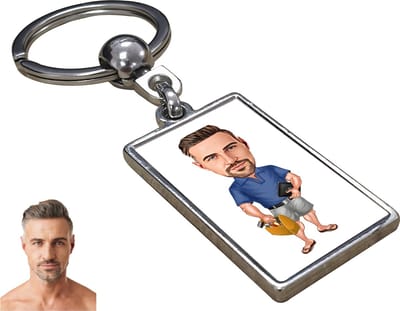 Klusjesman Karikatuur - Gepersonaliseerde Karikatuur Sleutelhanger met Jouw Foto - Cadeau - Verjaardag - Kerst - Kado - Valentijn - Vaderdag - Vaderdag cadeautje - Vaderdag cadeau voor papa - Gepersonaliseerd Cadeau
