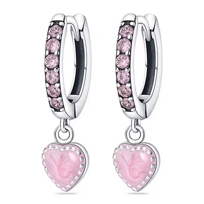 Oorbellen hartje - prinses - meisje - roze - glitter