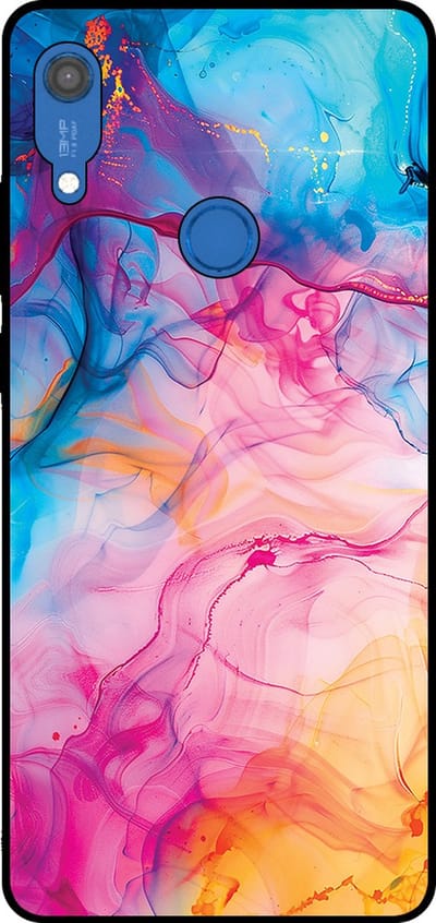 Smartphonica Telefoonhoesje Geschikt voor Huawei Y6S met Regenboog Acryl Marmer Opdruk - TPU Backcover Case Rainbow Acrylic Marble Design geschikt voor Huawei Y6S