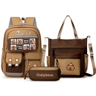 Kawaii Capybara Schoolrugzak voor Meisjes Schooltassen Set Casual Dagrugzak Tienermeisjes Boekentas Kinderen Schooltas Reizen Rugzak