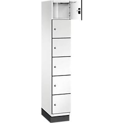 C+P Cambio lockerkast, 1 vak, 6 vakken, met plint, B 300 x D 525 x H 1980 mm, verkeerswit/wit