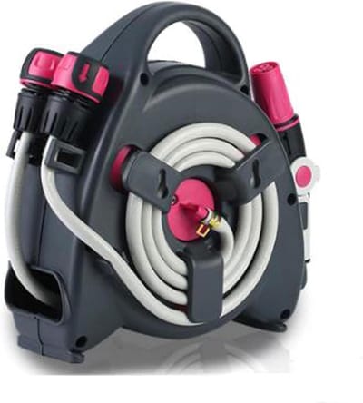 Tuinslanghouder - Slanghaspelwagen - Tuin Bewateren - Ergonomische slanggeleider - 15 meter slang - Roze