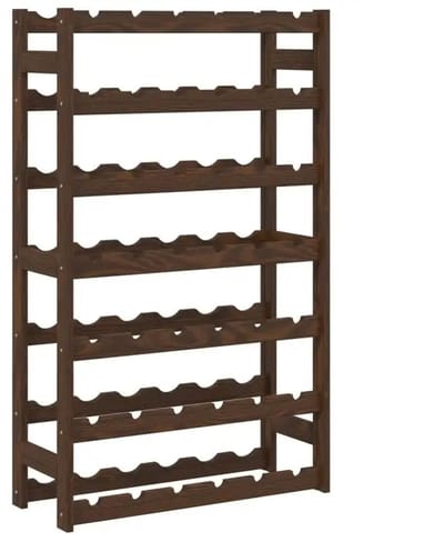 Emvae Wijnrek - 42 Flessen - 7 Laags - Vrijstaand - Massief Grenenhout - Notenhout kleur - 102x62,5x25cm
