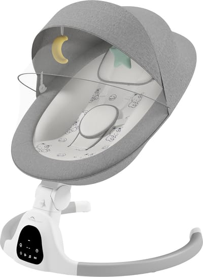 A Tiny Lovely Planet - Wipstoel - Schommelstoel Baby - Elektrisch - Baby Swing - 3 Verstelbare Hoeken en 4 schommelstanden - Grijs
