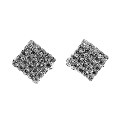 Vierkant Oorclips Dames - Gold Plating - Zilverkleur - Clip-on Oorbellen met Zirkonia