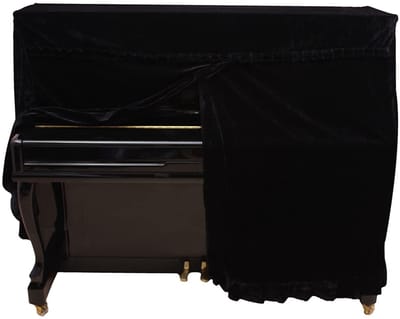 Dailygoods- Pianodeksel 158 x 45 x 112 cm - Zwart - Stofbescherming - Decoratie - Hoogwaardig Prush-materiaal - Antislip Zoom - Pianohoes