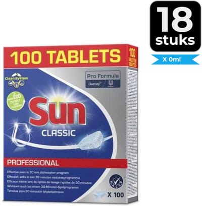 Sun Vaatwastabletten Classic Professional 100 stuks - Voordeelverpakking 18 stuks