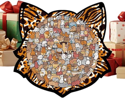 Houten Kat Puzzel - Educatief Speelgoed - Familie Activiteit - 135 Delen - 25.5 x 27 cm