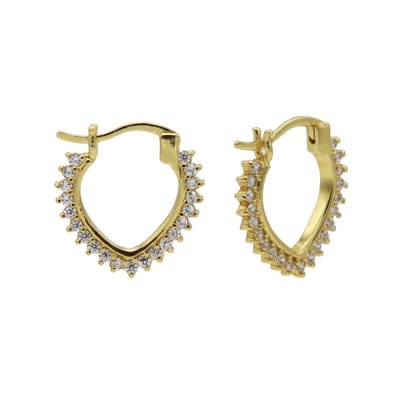 Karma - oorbellen - Oorringen - M3173 - Plain Hoops - Zirconia stones earrings - 925 sterling zilver -14 karaats gouden plating 1.9 CM